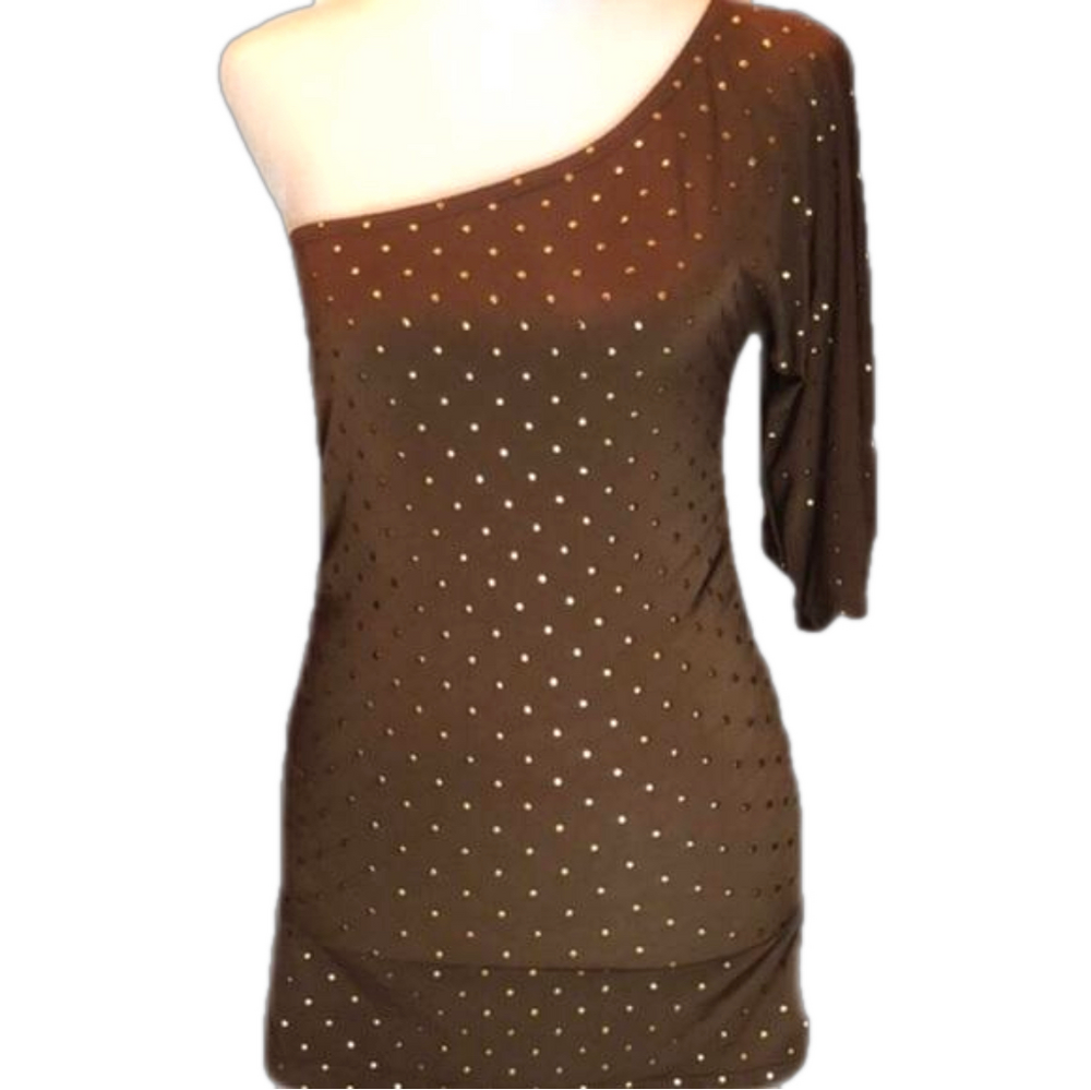 ARDEN B. Sexy Chocolate One Shoulder Body Con Top Size S